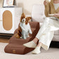 NNECW 4-Tier 51 cm High Foam Dog Ramp with Gentle Slope Surface-Coffee