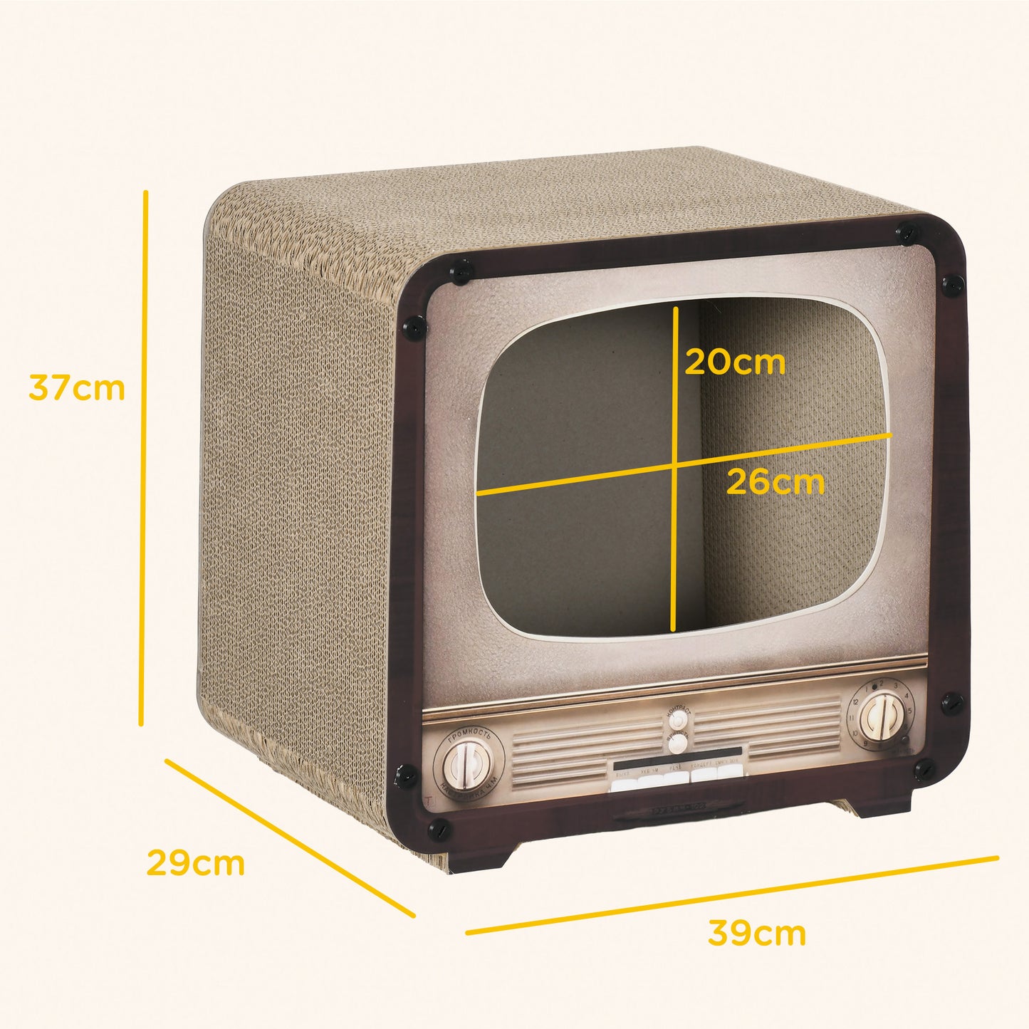 2 in 1 TV Shape Cat Scratching Board House with Catnip, for Indoor Cats in Brown | PawHut