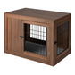 NNECW Furniture Dog Crate with Cushion & Double Mesh Doors for Indoor