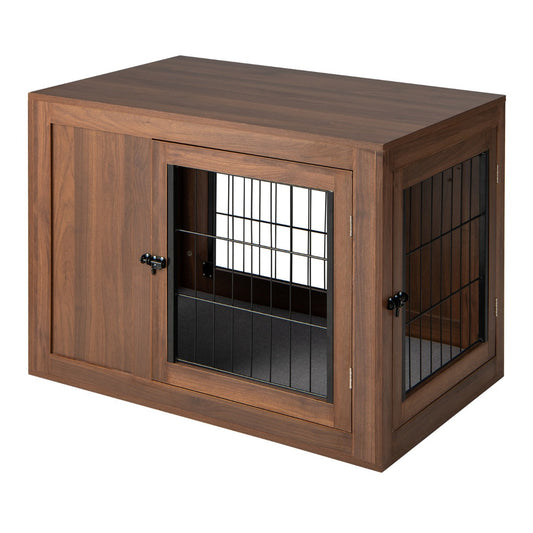 NNECW Furniture Dog Crate with Cushion & Double Mesh Doors for Indoor